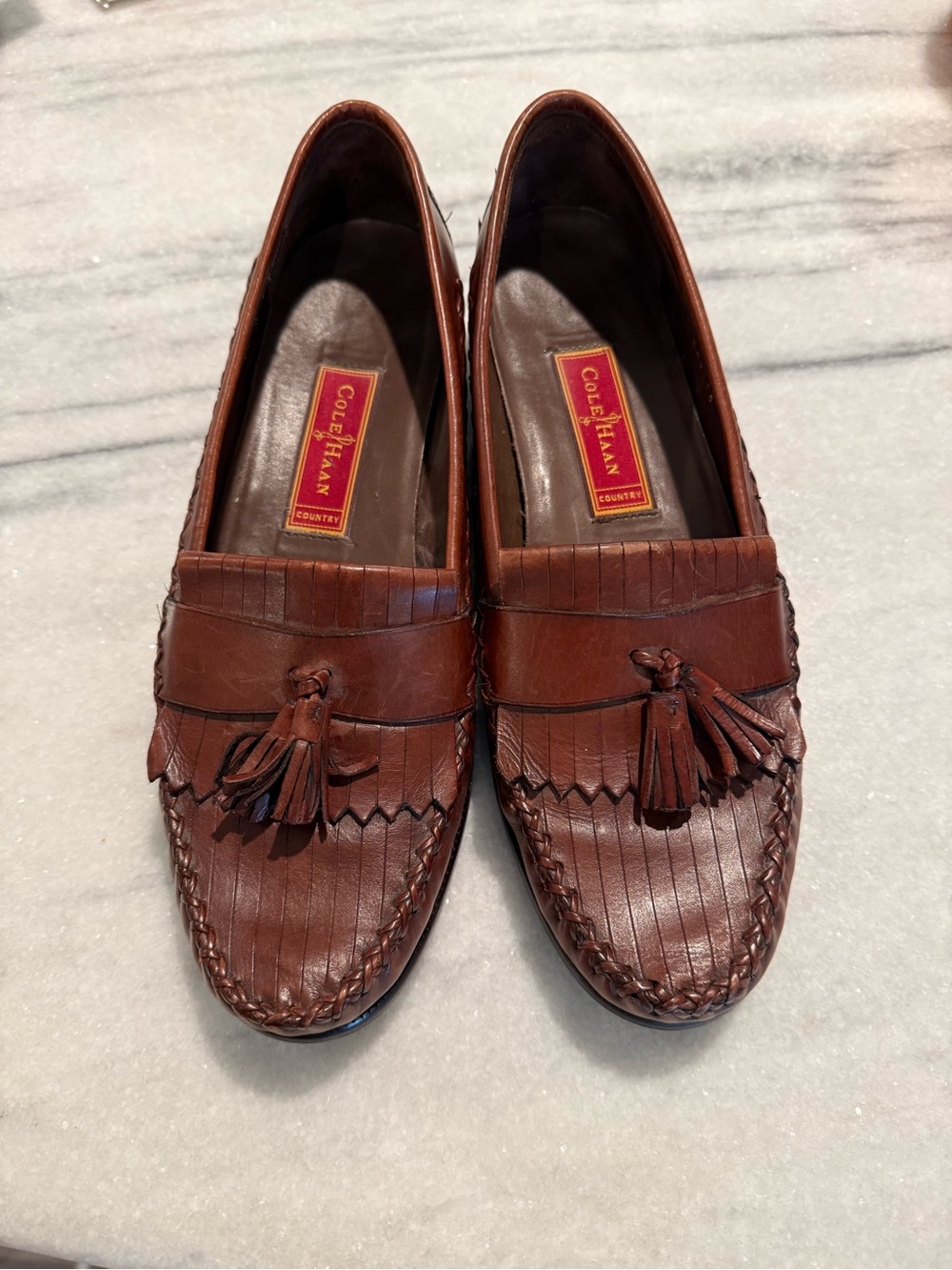 Cole Haan Chestnut Leather Tassel Kiltie Loafers